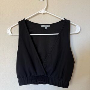 Charlotte Russe Black Cropped V-Neck Tank Top